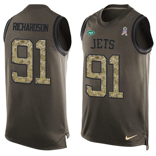 Nike Jets #91 Sheldon Richardson Green Men's Stitched NFL Limited Salute To Service Tank Top Jersey